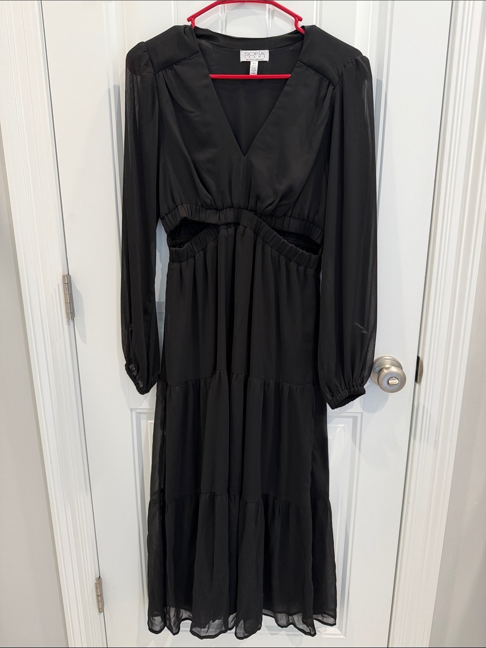 Sofia Vergara Black Long Sleeve Cutout Maxi Dress